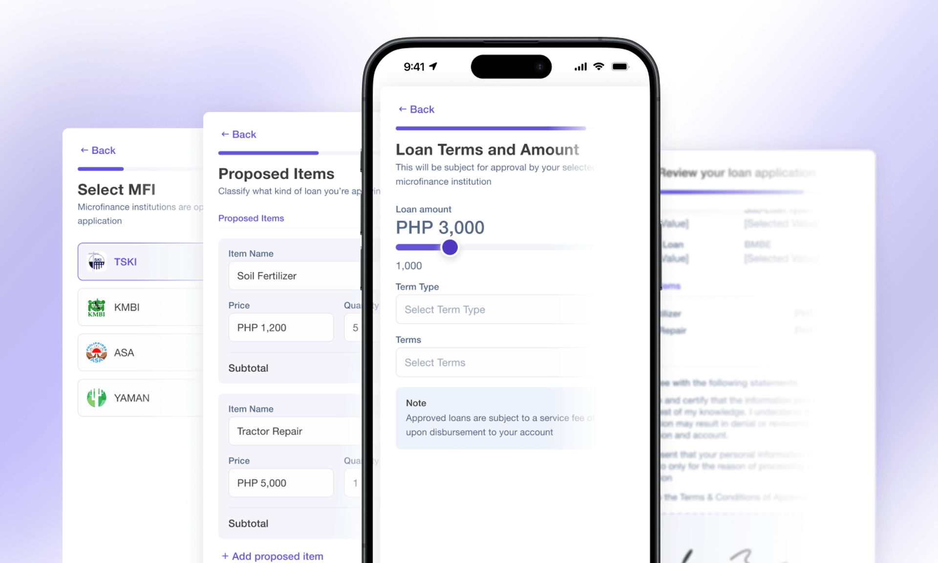 An image showing a screen of Loan Application from AppendPay