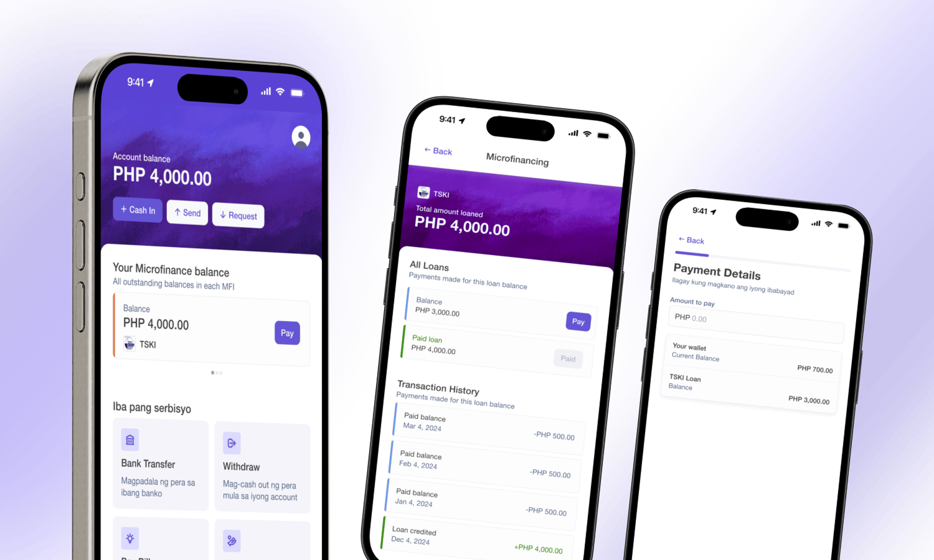 An image showing screens of the loan page in AppendPay