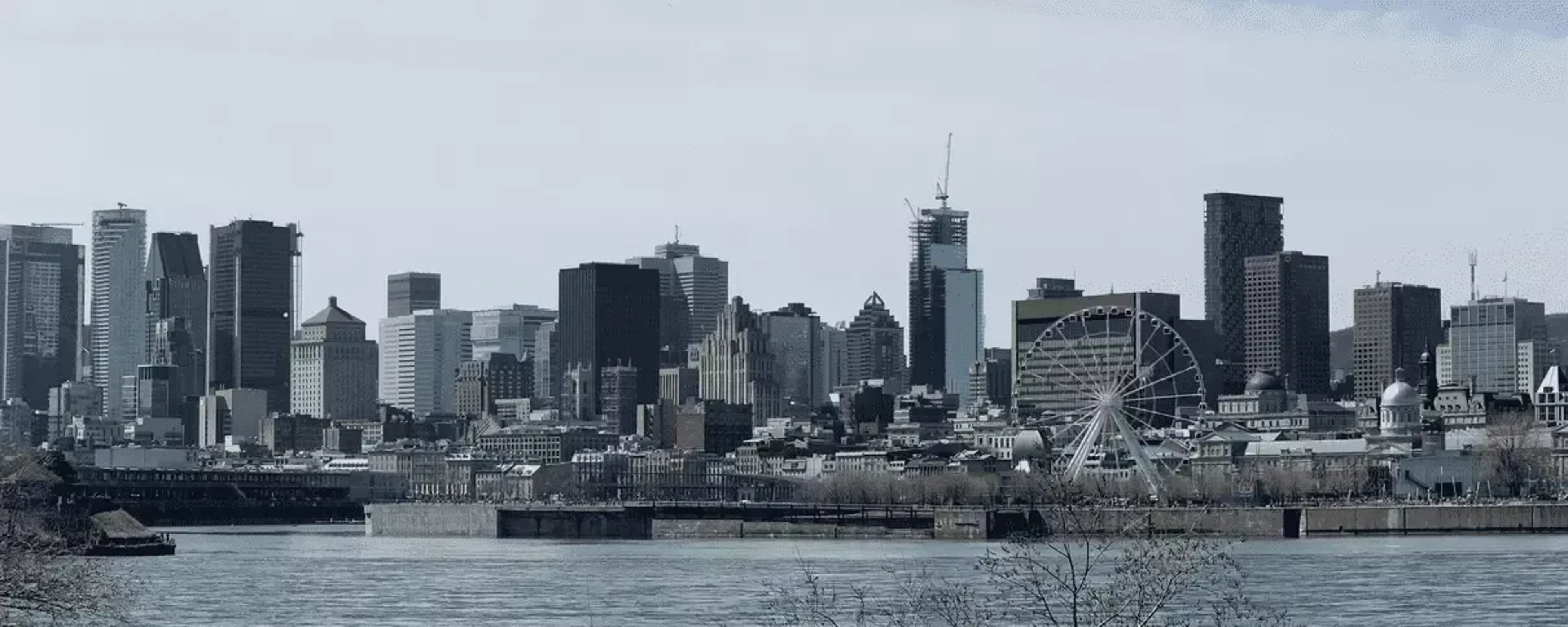 Wide shot of the Montreal City skyline