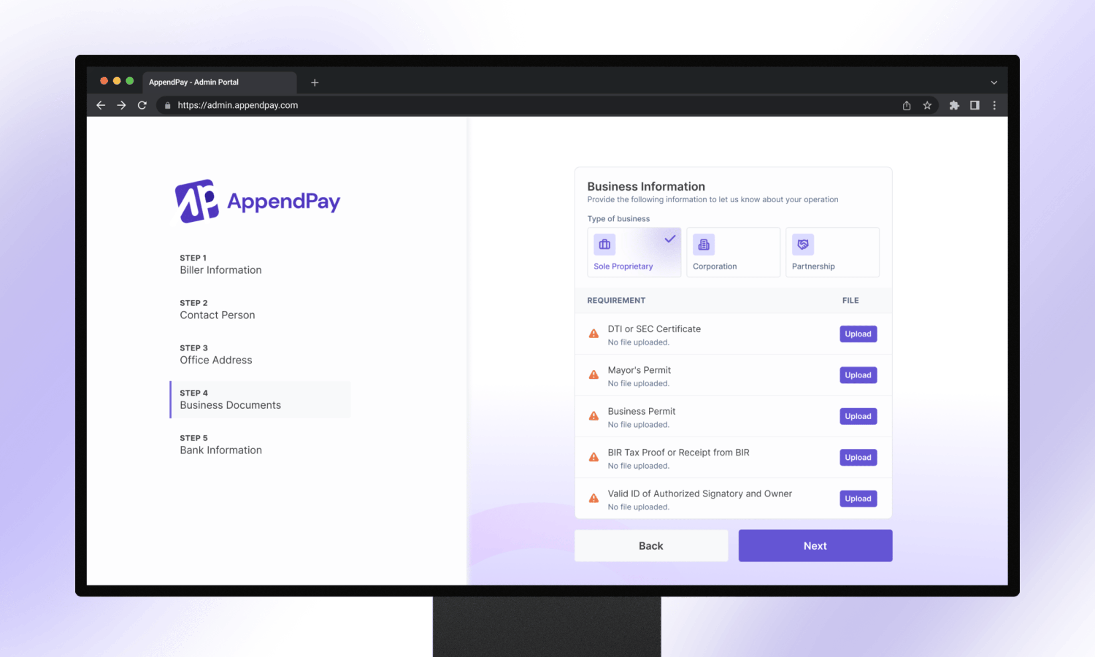 An image showing AppendPay biller onboarding