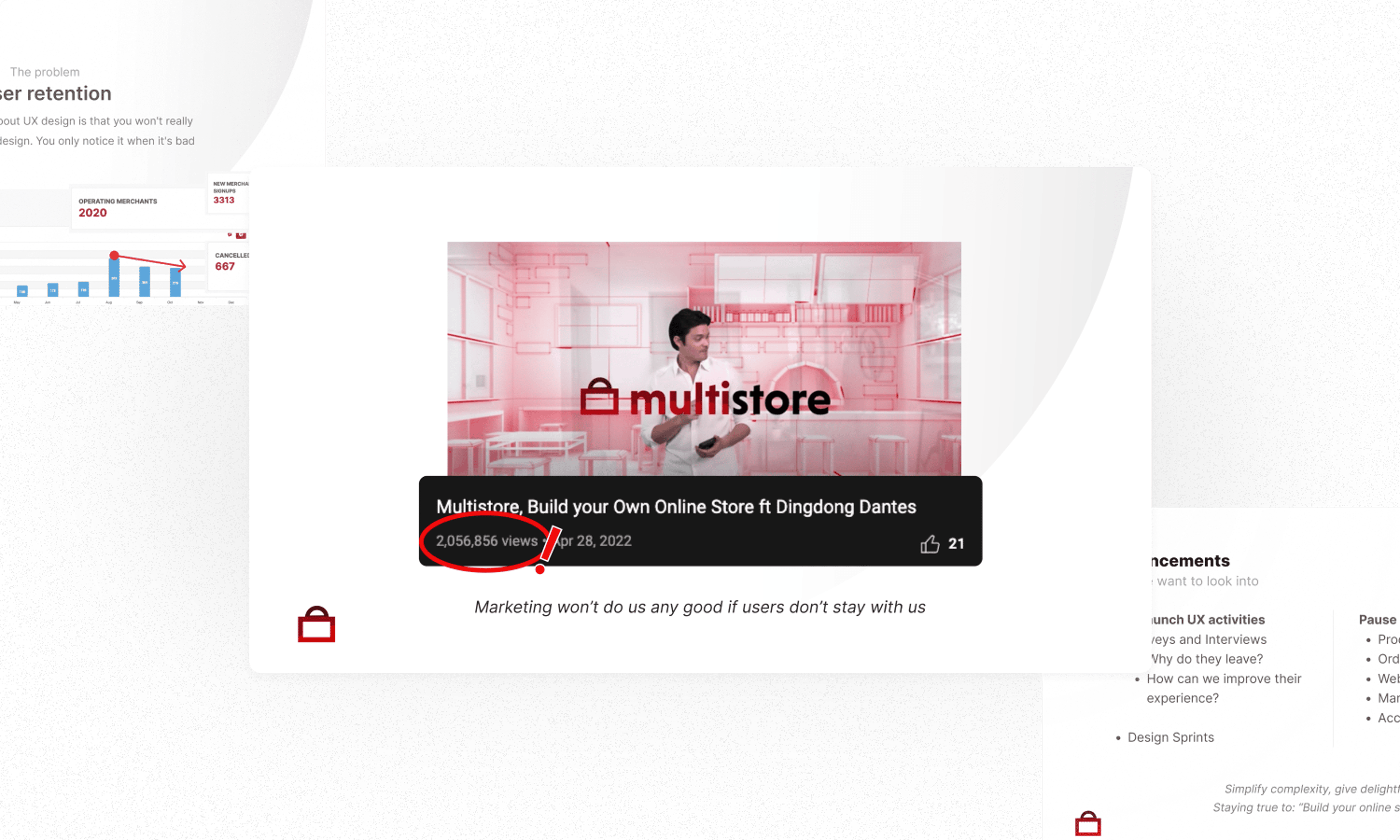 Images showing issues with Multistore's user retention