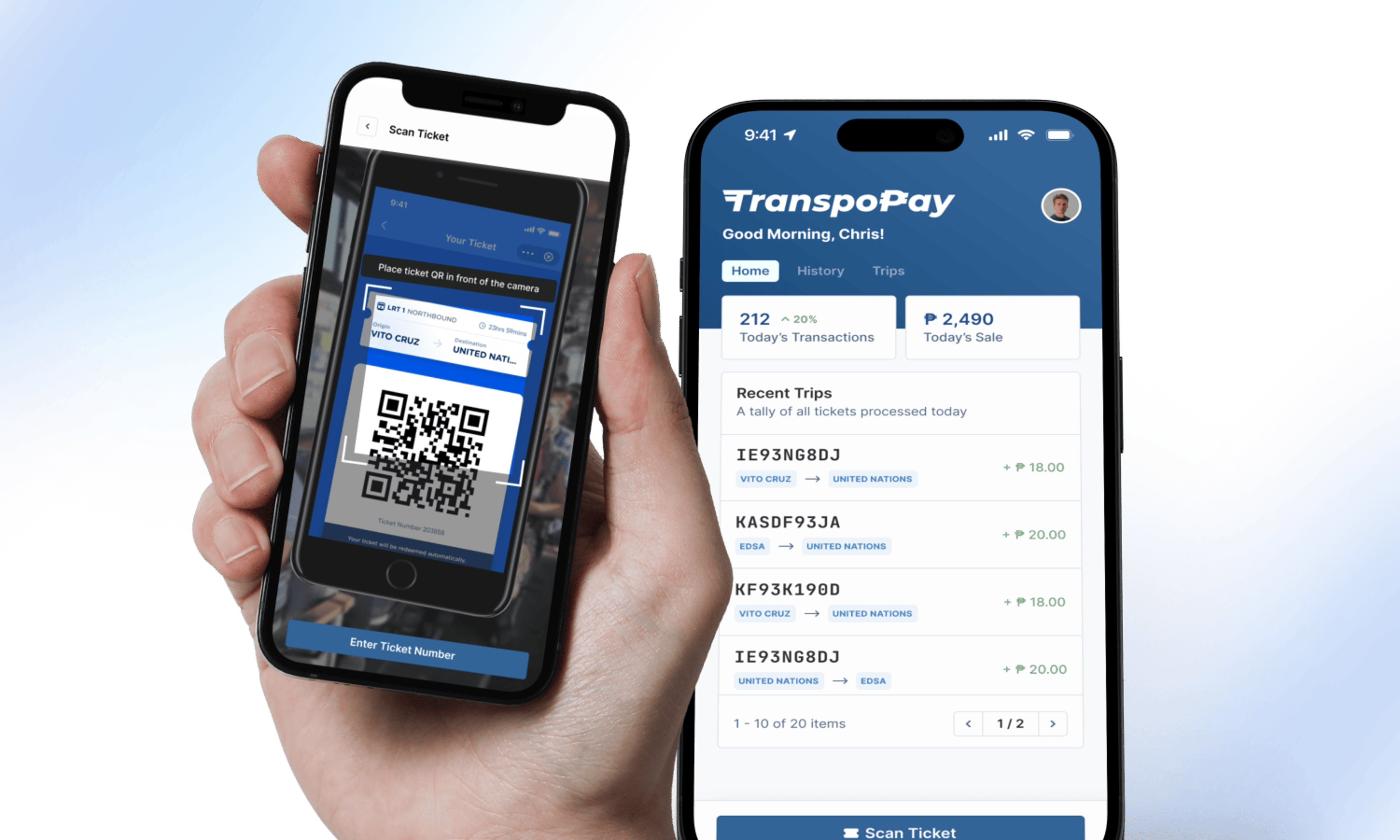 An image showing screens for the TranspoPay conductor app